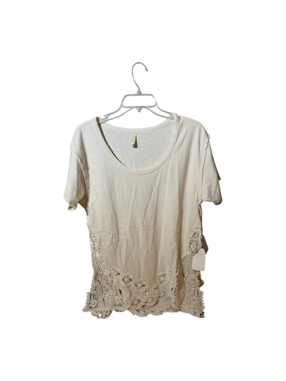 Free People Women’s Ivory Crochet Short Sleeve Boho Top Cottage Core XS